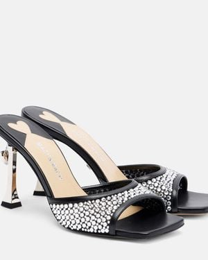 Mach & Mach Puffy Heart Ring 95 Leather Mules - Metallic