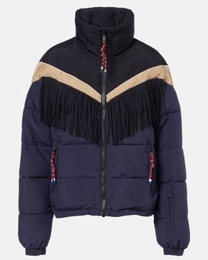 The Upside Fox Fringed Ski Jacket - Blue