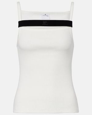 Courreges Tank Top Acanalado De Algodon - Blanco