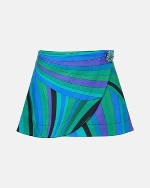 PUCCI Iride Cotton-Blend Wrap Skirt - Blue