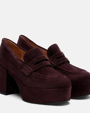 Gianvito Rossi Jenna Suede Platform Penny Loafers - Red