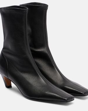 KHAITE Arizona 50 Leather Ankle Boots - Black