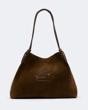 Etro Libra Large Suede Tote Bag - Brown