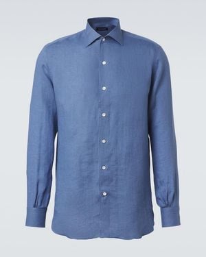 Thom Sweeney Camisa De Lino - Azul