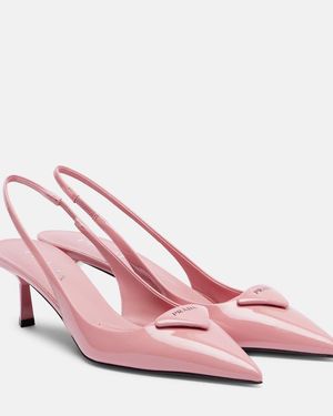 Prada Patent Leather Slingback Court Shoes - Pink