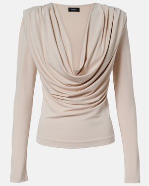 Wardrobe NYC Draped Jersey Top - Natural