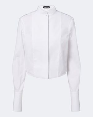 Tom Ford Cropped-Hemd Aus Baumwoll-Popeline - Weiß