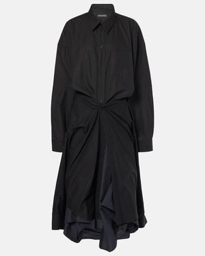 Balenciaga Hemdblusenkleid Aus Baumwolle - Schwarz