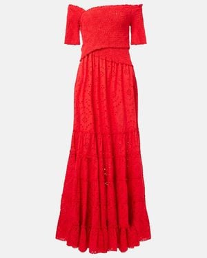 Poupette Soledad Floral Cotton Maxi Dress - Red