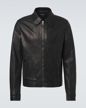 Dolce & Gabbana Leather Blouson Jacket - Black