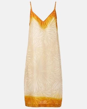 Dries Van Noten Printed Ombre Silk Slip Dress - Natural