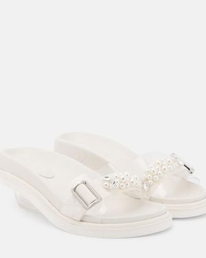 Simone Rocha Verzierte Pantoletten Aus Leder - Weiß