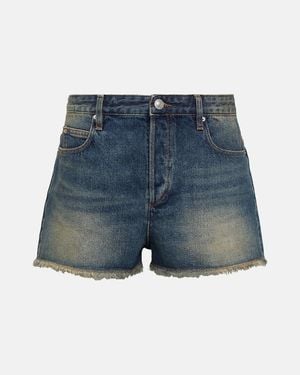 Isabel Marant Denim Cotton-Hemp Lesia Shorts - Blue