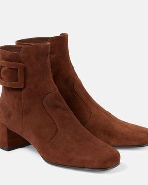 Roger Vivier Tres Vivier Polly Suede Ankle Boots - Brown