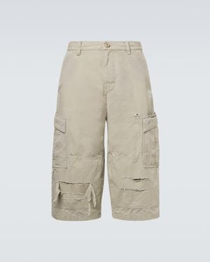 Balenciaga Cropped Cotton Cargo Trousers - Natural