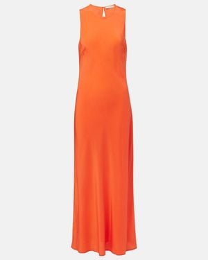 Asceno Valencia Silk Maxi Dress - Orange