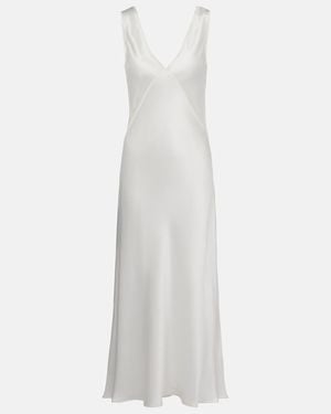 Asceno Bordeaux Silk Satin Slip Dress - White