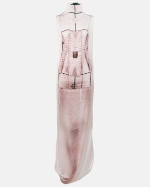 Jean Paul Gaultier Trompe L'Oil Draped Satin Maxi Dress - Pink