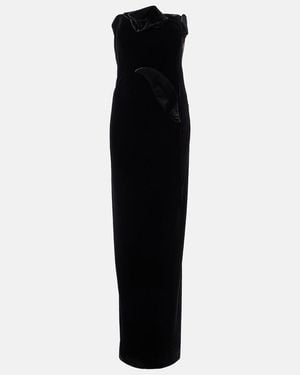 LEO LIN Marilyn Cutout Floral-Applique Velvet Gown - Black