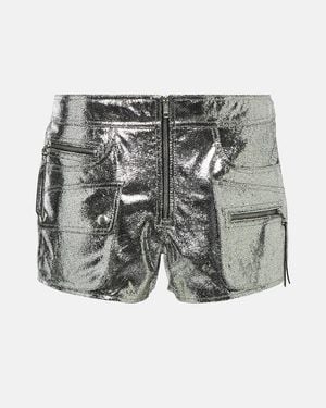 Isabel Marant Coria Low-Rise Leather Shorts - Gray