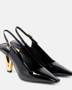 Versace Slingback-Pumps Aus Lackleder - Schwarz