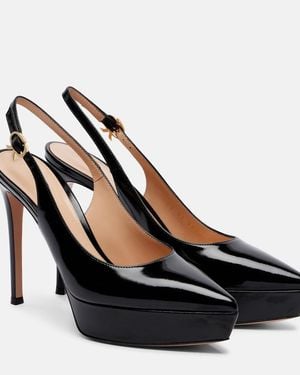 Gianvito Rossi Dasha 115 Patent Leather Platform Slingback Pumps - Black
