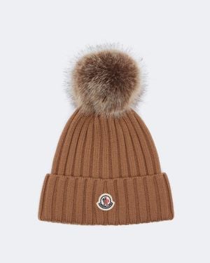 Moncler Ribbed-Knit Virgin Wool Beanie - Brown