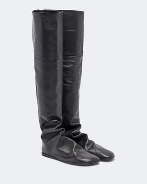 Lemaire Botas Altas Glove De Piel - Negro