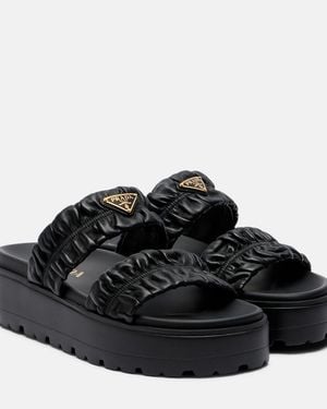 Prada Plateausandalen Aus Matelasse-Leder - Schwarz