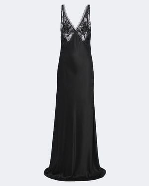 The Sei Sequined Lace-Trimmed Silk Satin Gown - Black