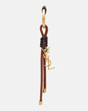 Saint Laurent Porte-Cles Cassandre En Cuir - Blanc