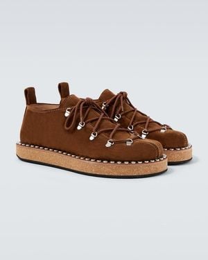 Loewe Verzierte Schnuerschuhe Rivet Aus Veloursleder - Braun