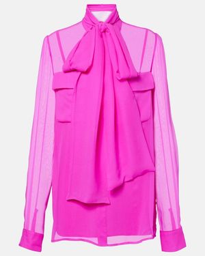 Costarellos Silk Georgette Blouse - Pink