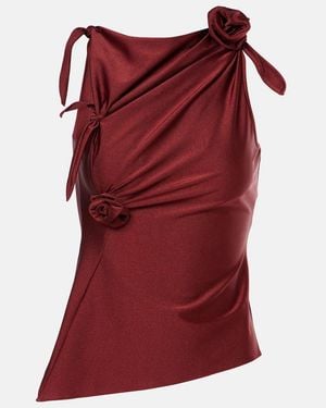 Coperni Floral-Applique Asymmetric Top - Red