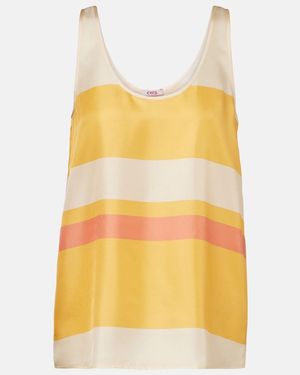 Eres Sorbets Striped Silk Twill Top - Yellow