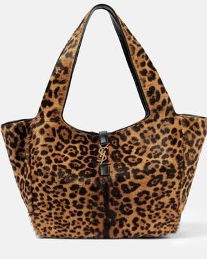 Saint Laurent Leopard Bea Le 5 À Tote Bag - Brown