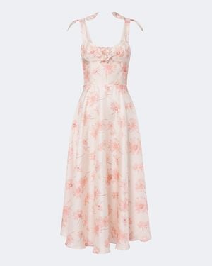 Rodarte Floral Silk Twill Midi Dress - Pink