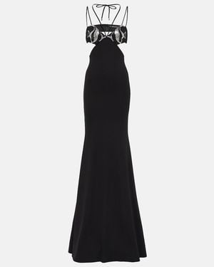 David Koma Embroidered Cutout Gown - Black