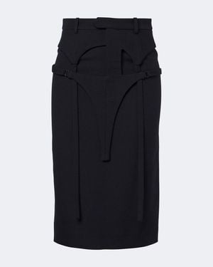 Jean Paul Gaultier Layered Virgin Wool Pencil Skirt - Black