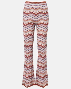 RIXO London Pantalon Evase Boni En Coton - Rouge