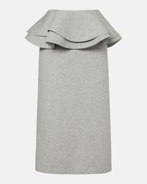 Plan C Ruffled Cotton-Blend Midi Skirt - Gray