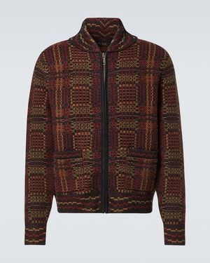 RRL Checked Wool Jacquard Cardigan - Brown