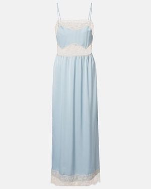 Faithfull the Brand Morris Lace-Trimmed Satin Midi Dress - Blue