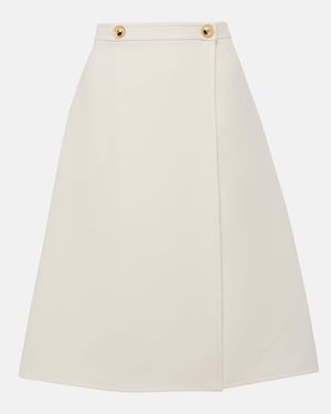 Valentino Crepe Couture Midi Skirt - Natural
