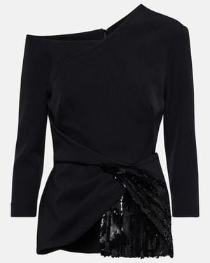 Safiyaa Juah Sequined Asymmetric Crepe Top - Black