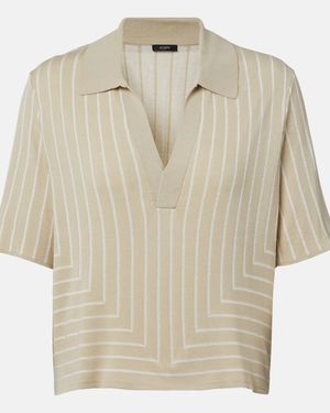 JOSEPH Striped Cotton And Silk Polo Shirt - Natural