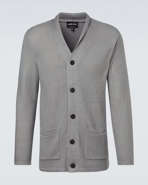 Giorgio Armani Linen-Blend Cardigan - Grey