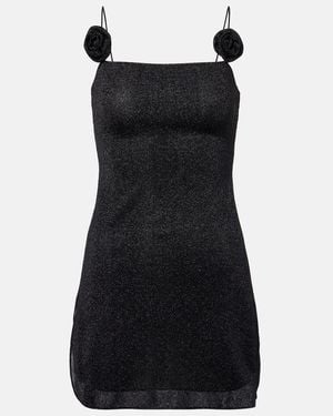 Oséree Lumiere Floral-Applique Minidress - Black