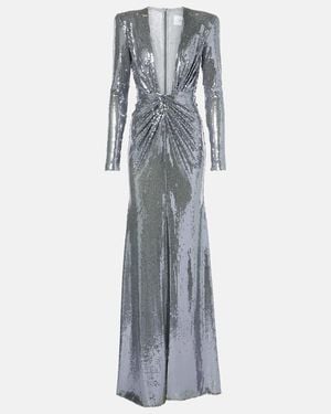 Alex Perry Sequined Gathered Gown - Grey