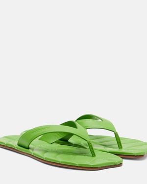 JW Anderson Leaf Leather Thong Sandals - Green